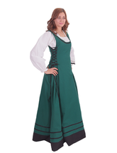 MISHA Cotton Forest Green - XV-XVI Century Inspired Medieval Viking Renaissance Sleeveless Over Dress